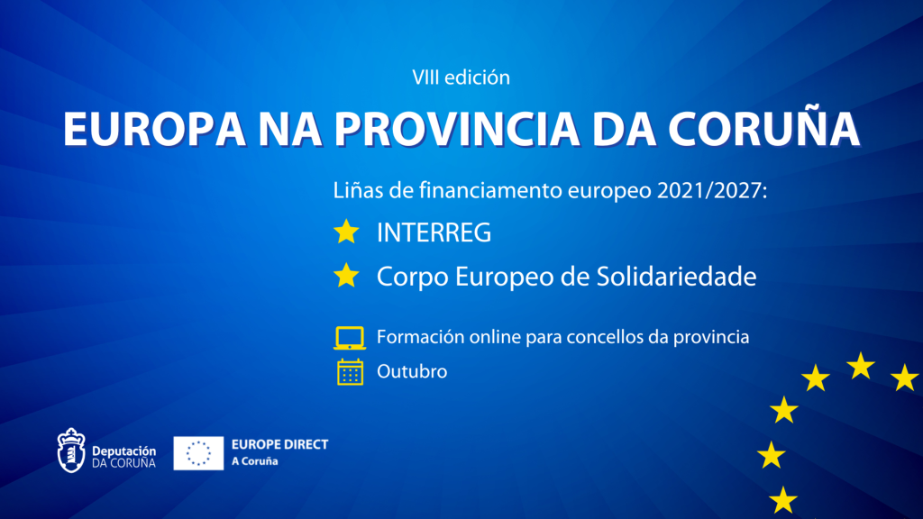 EUROPE DIRECT A Coruña organiza formación en liña para atraer e impulsar iniciativas europeas nos concellos da provincia