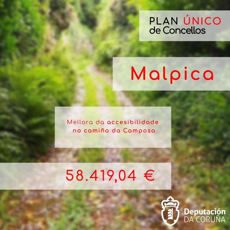 A Deputación financia a través do Plan Único a mellora da accesibilidade no camiño da Camposa, en Malpica
