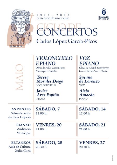 Cultura da Deputación programa un ciclo de concertos pala celebrar o centenario do nacemento de Carlos López García-Picos