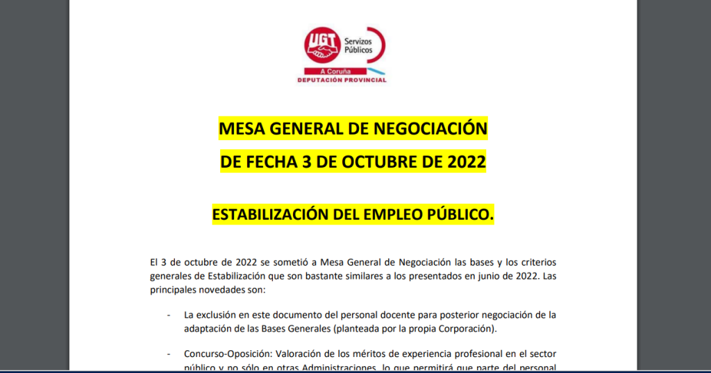 ESTABILIZACIÓN DEL EMPLEO: MGN 3/10/2022 BASES Y CRITERIOS GENERALES.